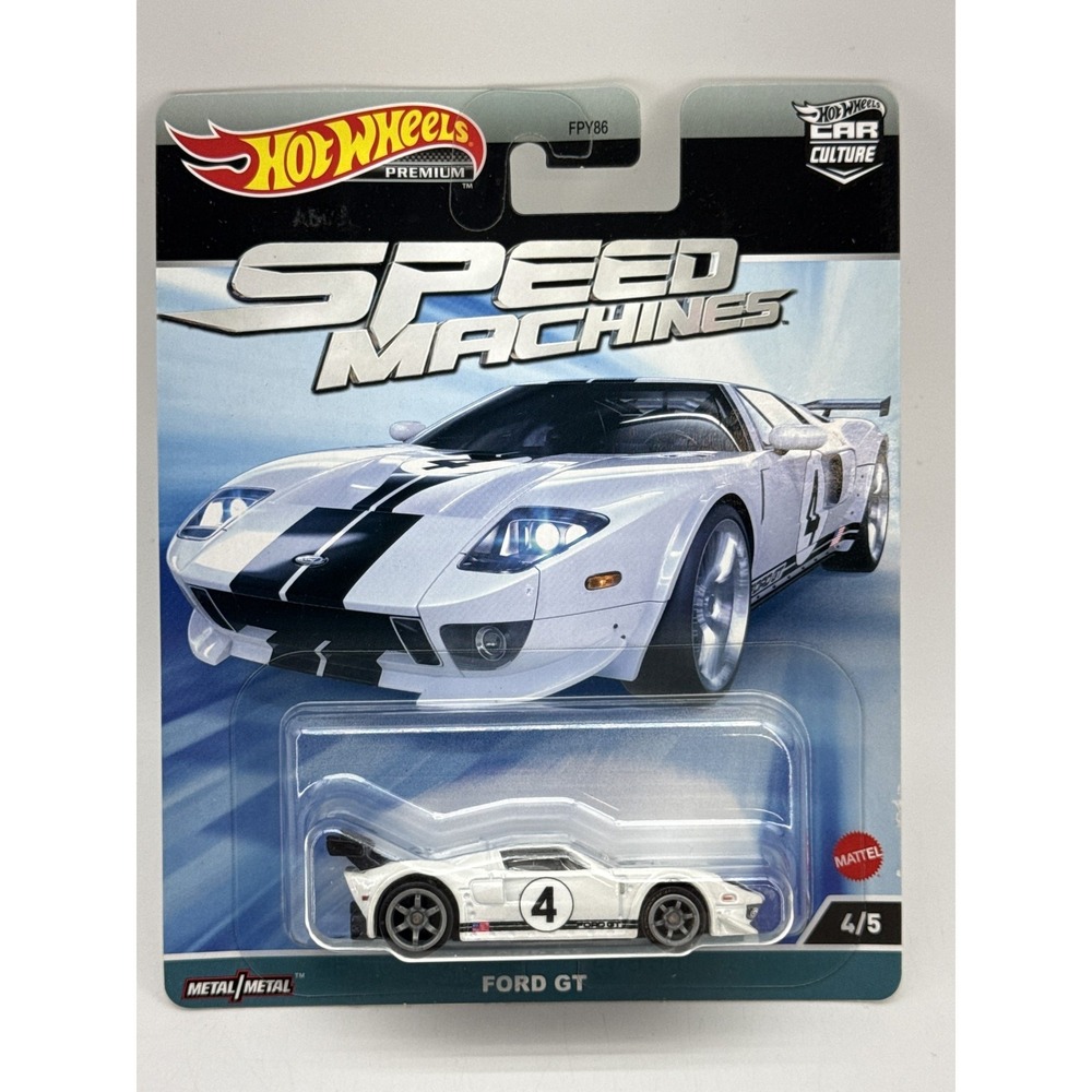 Hot Wheels Speed Machines Ford GT Collectible Diecast Car 1:64 Scale White Metal